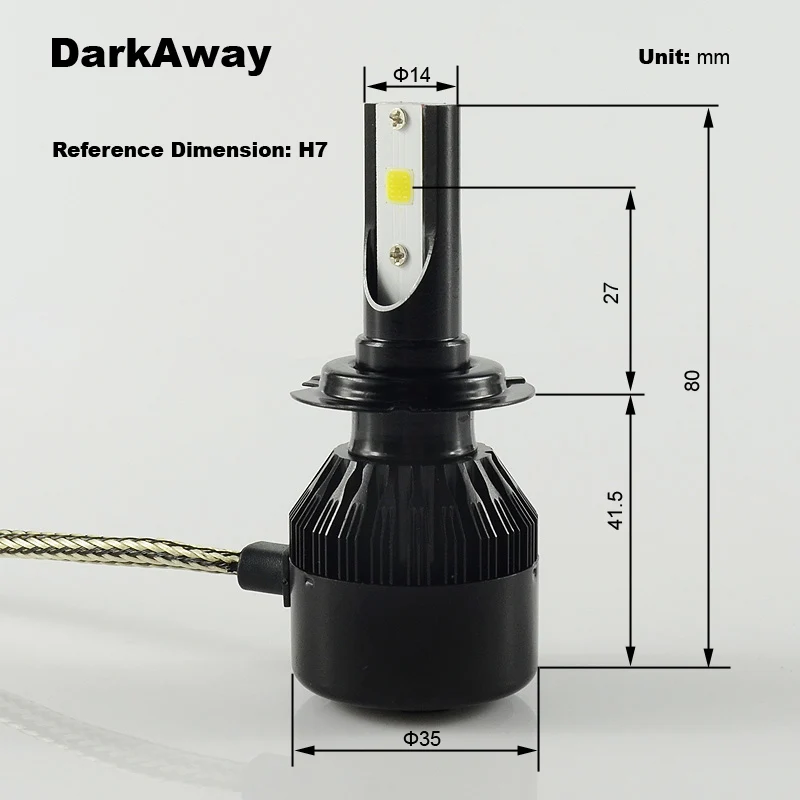 DarkAway H7 LED Headlights Bulbs Car Auto Fog Lamp KIT/SET 60W 6400 Lumens White/Yellow Color Automobiles Headlamp Plug&ampPlay |
