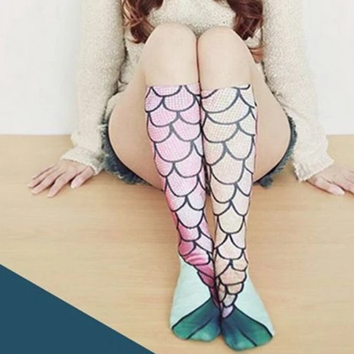 1 Pair Creative Design Sexy Tights Mermaid Tail Below Knee Cartoon Socks | Мужская одежда