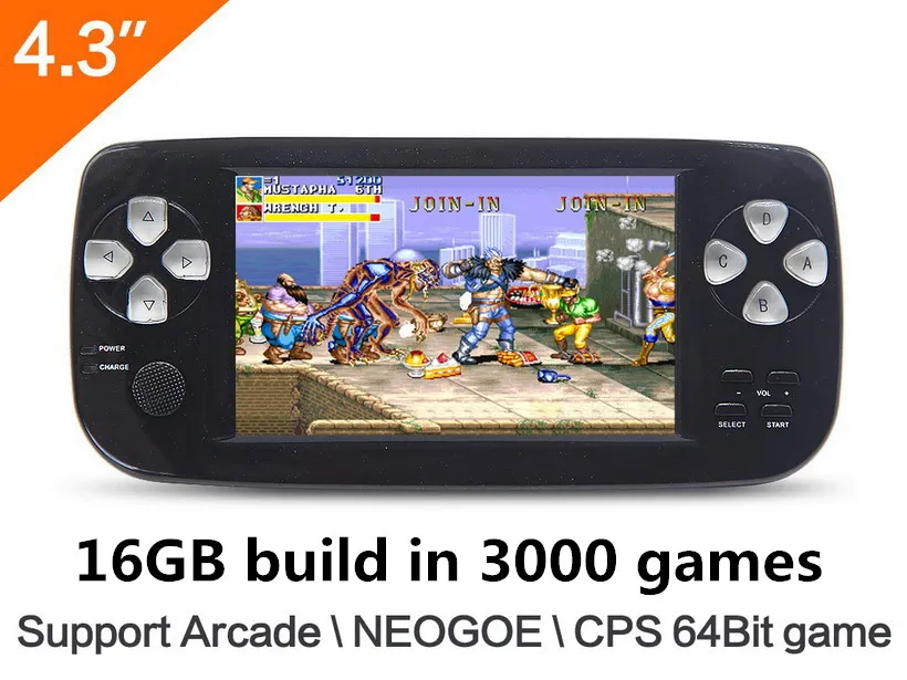 Black 16GB3000 games JXD 48 ГБ 4,3 дюймов двухъядерный портативная игровая консоль, встроенная в 11000 игры для NEOGEO \ CPS \ GBC \ GB \ SNES \ FC \ MD \ GG \ SMS MP4 PDF - Цвет: Black 16GB3000 games