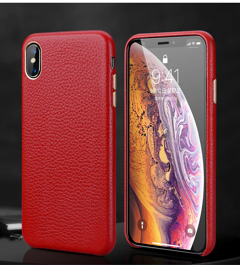 Роскошный металлический чехол с кнопкой громкости для iPhone XS MAX/X/XS/XR/7 8 Plus, винтажный тонкий мягкий чехол из натуральной кожи