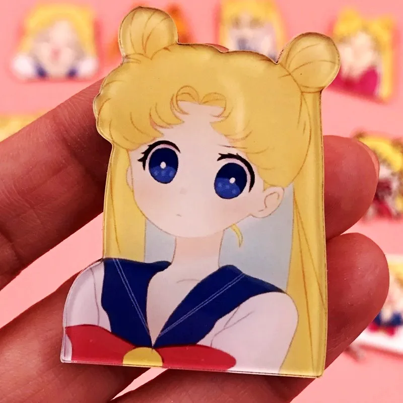 Оптовая продажа 5 шт Мультяшные значки моряк Мун солдат акриловые булавки на