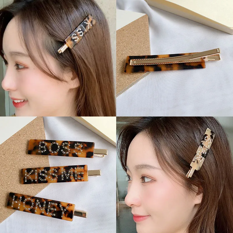 Винтажные леопардовые заколки для волос с блестящими кристаллами женская