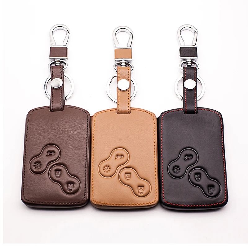 

100% Genuine Leather key case cover for Renault Cliff landscape Sandero Captur Twingo koleos key bag dust collector car styling