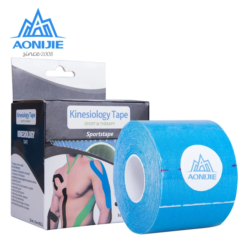 AONIJIE 5 м* 5 см эластичная кинезиологическая лента бинт рулон Спорт физио мышечная боль уход напряжение травма Поддержка тренажерный зал терапевтический E4112