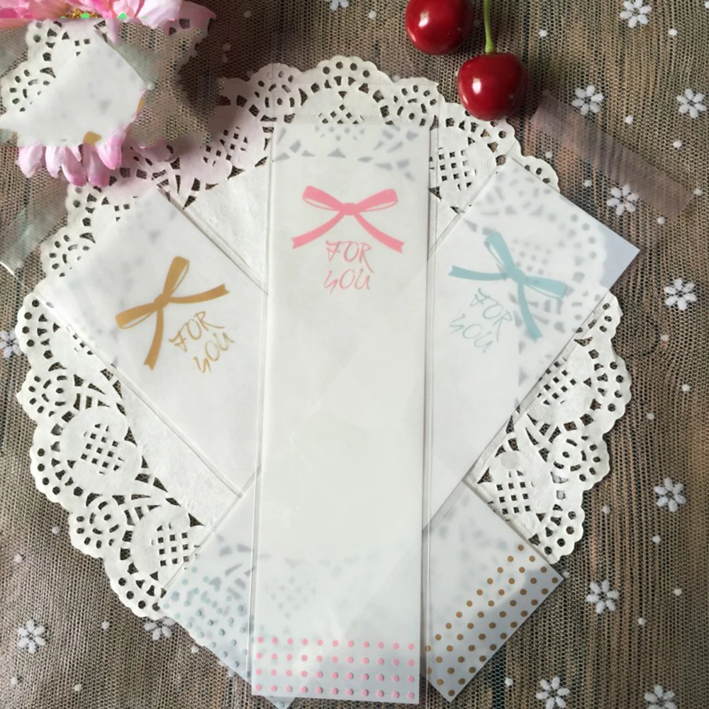 100 шт. пакеты для хранения печенья с бантом пластиковый подарок сделай сам