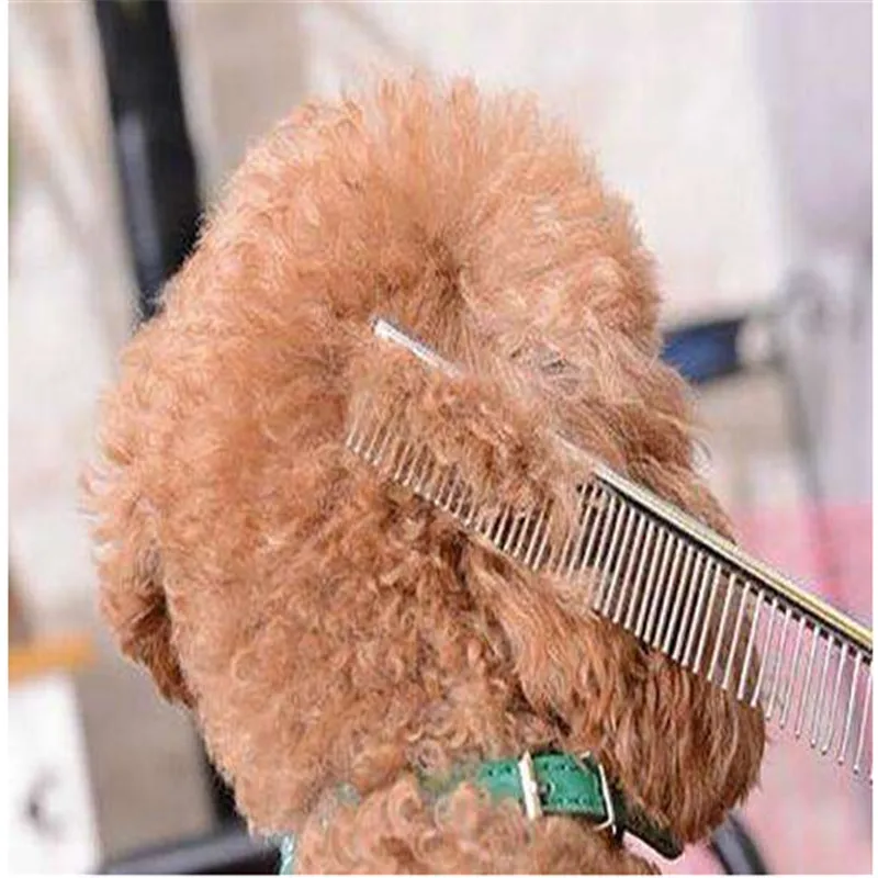 

High Quality Color Painting Pet Comb Professional Steel Grooming Comb Cleaning Hair Trimmer Brush 19cm Pet Dog Cat QW