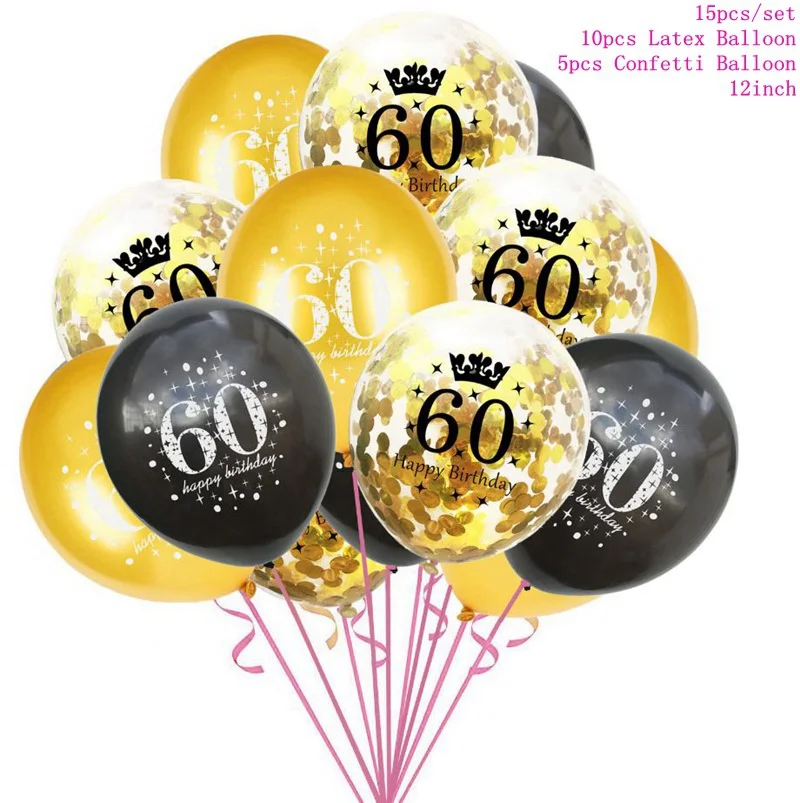 60 Balloons Taoup 10 20 30 40 50 60 Топпер для торта «С Днем Рождения» украшения свадебного торта принадлежности для торта День рождения Декорации для взрослых - Цвет: 60 Balloons