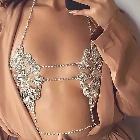 Женский бюстгальтер модный соблазнительный с кристаллами | Украшения и