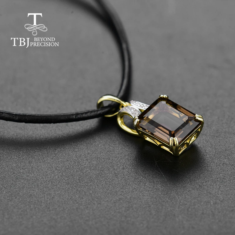 Женский кулон с изумрудами TBJ дымчатый кварцевый натуральным драгоценным камнем