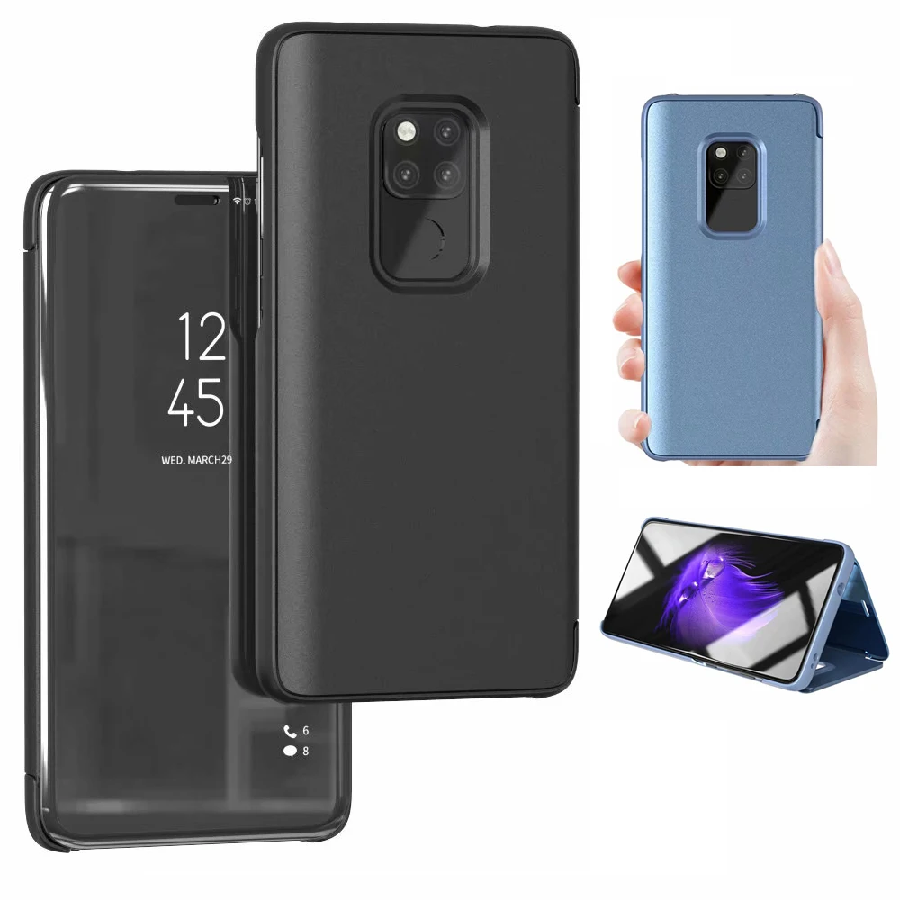Зеркальные Чехлы для huawei mate 20 Pro прозрачный кожаный чехол Smart View Lite 20X чехлы
