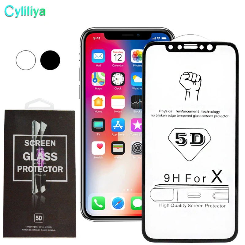 Изогнутое закаленное стекло 5D с полным покрытием для iPhone XS Max 6 5 дюйма XR в коробке