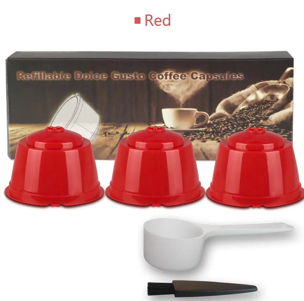 3/6 шт. многоразового combinacapsule Кофе капсула nescafe 6 цветов Dolce Gusto многоразового пользования капсулы Dolce Gusto капсулы 1 ложка+ 1 щетка - Цвет: 3 pcs with box