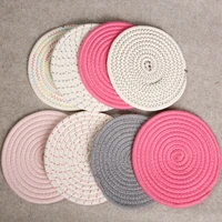 8pcslot dining decor coaster cotton rope knitting round placemat table mat home accessories kitchen woven tableware mat 18cm