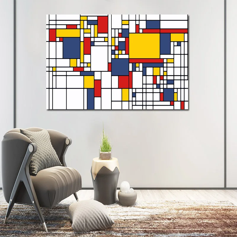 Абстрактная живопись сетки картины от Piet Cornelies Mondrian Современная печать на холсте стены искусства для гостиной Куадрос украшения - Цвет: map