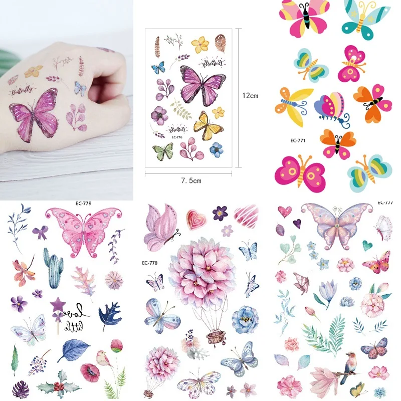 3 шт. Русалочка динозавр Единорог стикер татуировки для детей женщины цветок