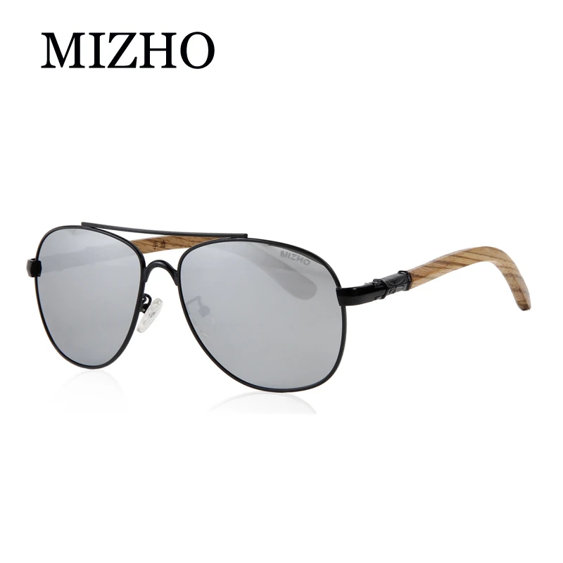 

MIZHO Brand Design Eyewear Mirror Visual Protection Wood Sunglasses Men Polarized Pilot Traveling Luxury SunGlasses Unisex