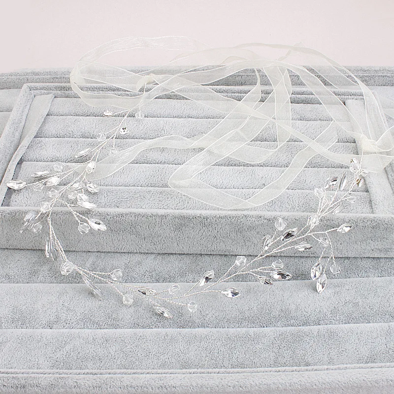 Лента для волос ручной работы с прозрачными кристаллами | Украшения и аксессуары