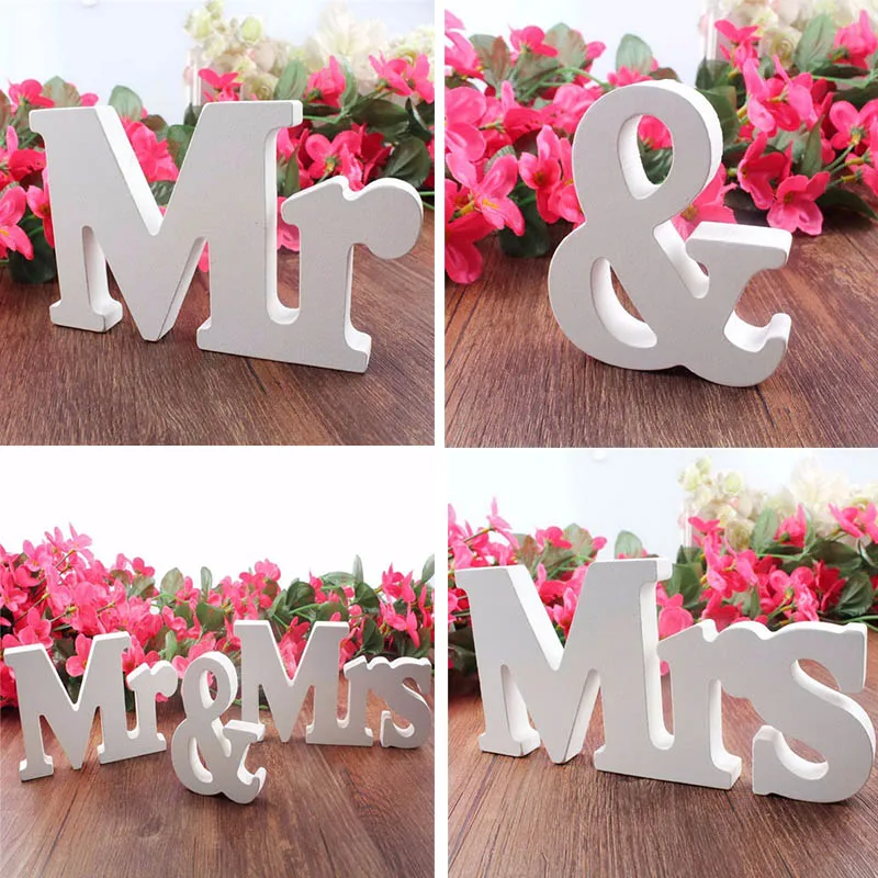 1 комплект белые буквы Свадебный знак Свадебные украшения Mr &amp Mrs на свадьбу день