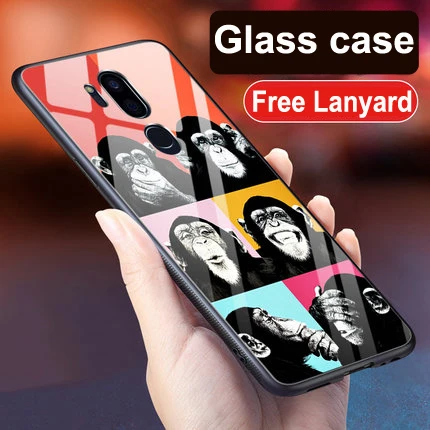 A13 Для LG G7 чехол G7ThinQ животный узор закаленное стекло задняя крышка чехол LGG7 G7 ThinQ G710 ударопрочный стеклянный чехол для LG G7 тонкий Q - Цвет: A13