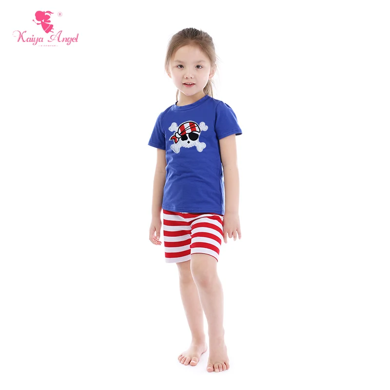 

Kaiya Angel 4th Of July Children's Boutique Sets Toddler Girls Summer Clothing Baby Boys Pirate Captain Blue Cotton Kids Clothes