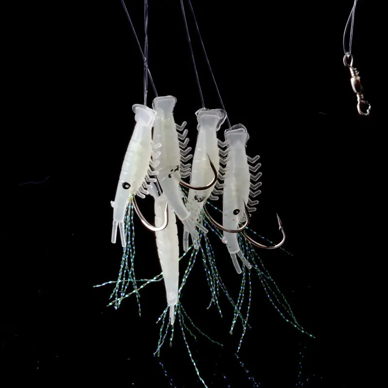 5 шт./компл. светящиеся поддельные приманки для креветок рыболовный крючок