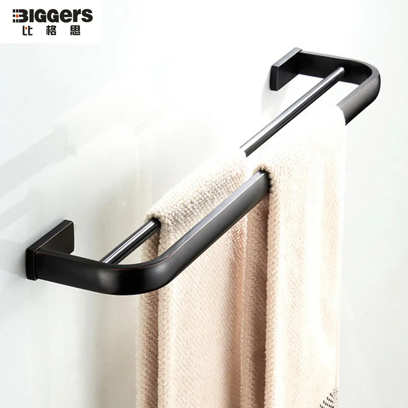 

57cm Length Black Bronze Copper Bathroom Accessories Double Towel Bars