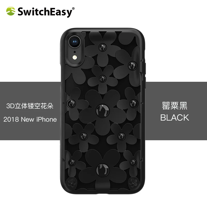 black SwitchEasy Fleur 3D ажурные цветы чехол светильник дышащий ультра-тонкий мягкий чехол дизайн для iPhone XS MAX XR XS - Цвет: black