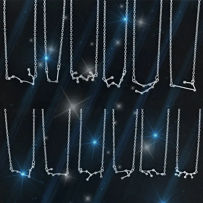 Модное ожерелье с кристаллами зодиака для женщин золотистого цвета цепочка 12