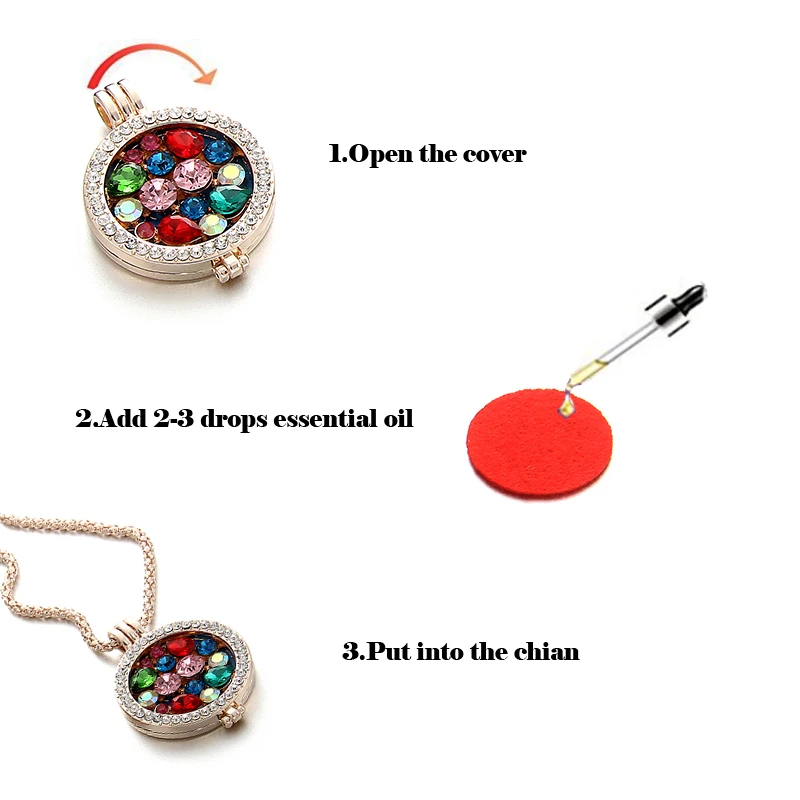 Модные ювелирные изделия эфирные масла диффузор круглая подвеска со стразами