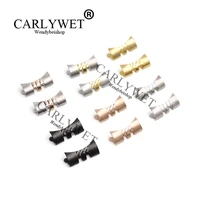 carlywet 13 17 19 20 22mm new stainless steel silver watchband bracelet middle polished curved end parts 2pcs for strap rolex