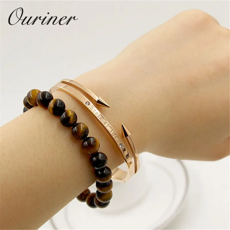 Роскошный брендовый женский браслет из нержавеющей стали с искусственными