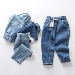 Джинсы детские однотонные на возраст 2-10 лет, со средней посадкой