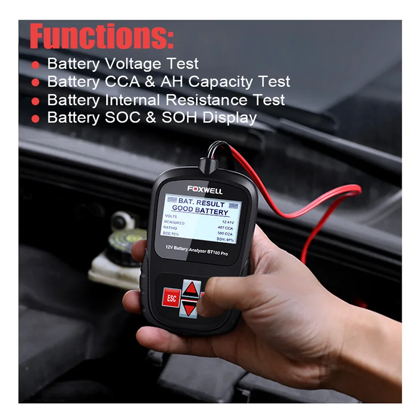 FOXWELL Автомобильный анализатор BT100 PRO 6 в 12 автомобиля батарея тесты er для затоплены