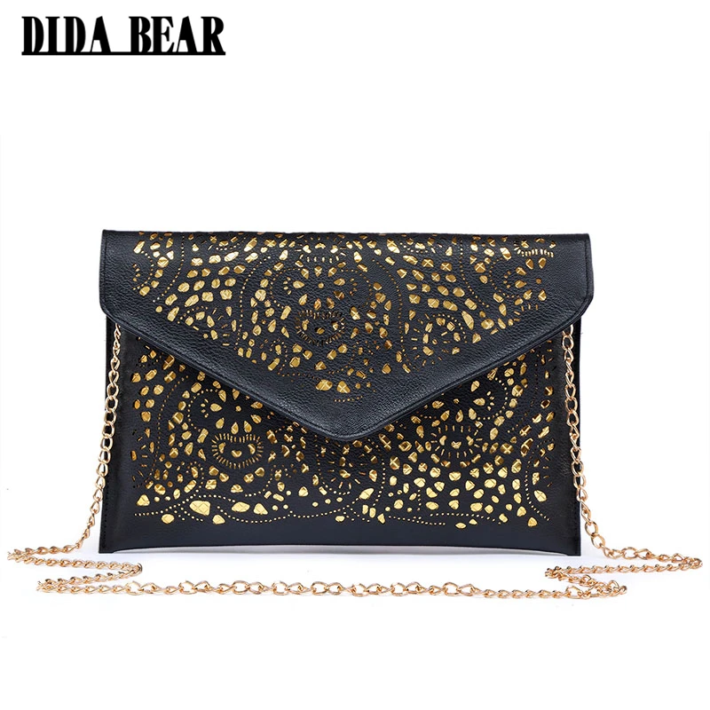 

DIDA BEAR CrossBody Hollow Out Messenger Shoulder Bag WOMEN Envelope Bag Lady Clutches Purse with Chain Bolsos Bolsas Sac A Main