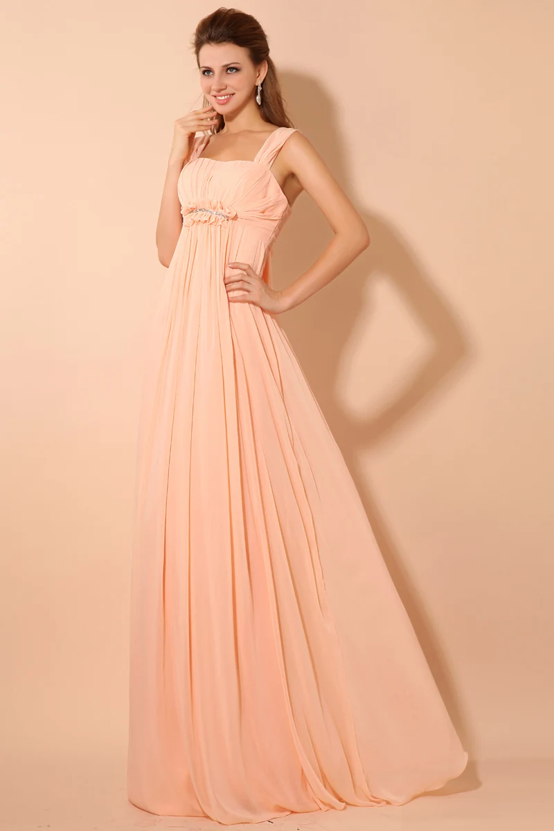 Лучшие Продажи Шифон-Линии Этаж Длина Невесты Платье С Рукавов Оборками