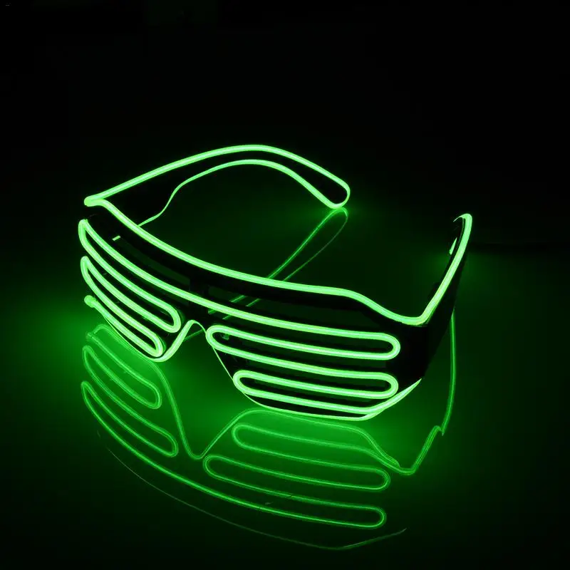 Mint Green Специальный светильник затвора EL Wire Eye-wear очки светящиеся оттенки праздничные для вечерние неоновые светодиодные полосы светильник на батарейках - Цвет: Mint Green