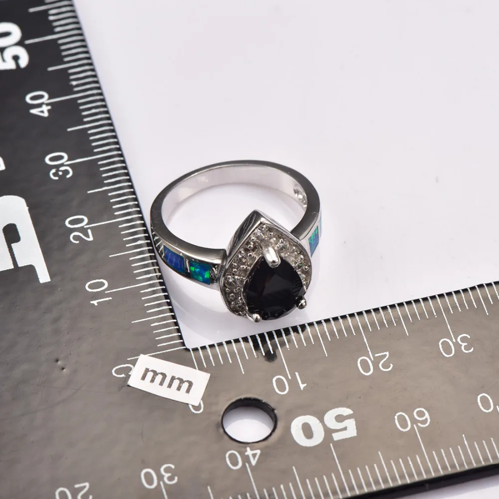 Black onyx With Blue Fire Opal 925 Sterling Silver Ring Beautiful Jewelry For Woman Size 6 7 8 9 10 R1453 | Украшения и