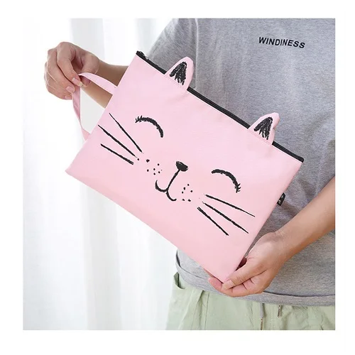 Pink Женские спортивные сумки Kawali в японском стиле с рисунком кота, черные маленькие - Цвет: Pink