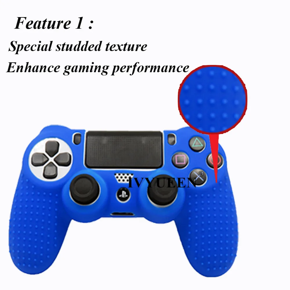 IVYUEEN высокое качество анти-скольжения силиконовый чехол для Dualshock 4 Игровые приставки PS4 Pro тонкий контроллер чехол с аналоговый стик шапки
