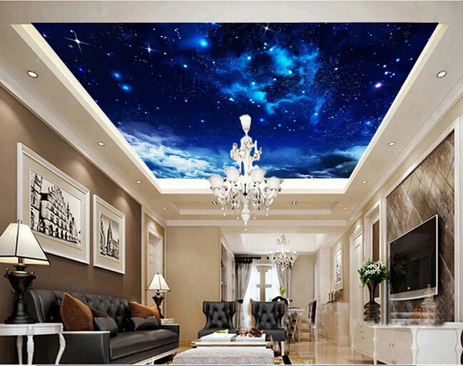 

Custom ceiling wallpaper, the universe star wall paintings in the living room bedroom ceiling wall waterproof wallpaper