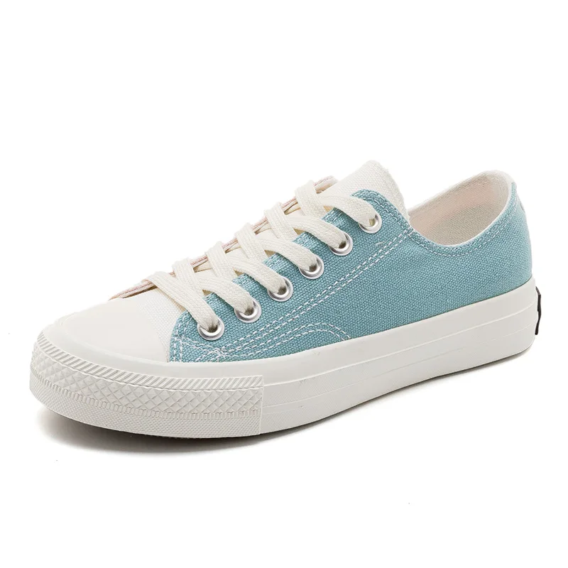 Low Top Pink Blue Вулканизированная обувь; женская повседневная обувь смешанных цветов; женская летняя обувь на плоской подошве; Женская дышащая парусиновая обувь с высоким берцем; zapatillas mujer - Цвет: Low Top Pink Blue