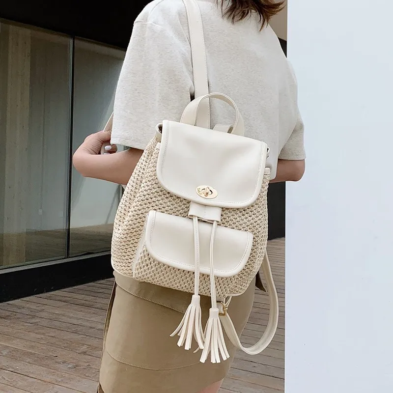 Женский рюкзак с соломинкой для девочек, Sac A Dos, Летний Пляжный Рюкзак, женский рюкзак Mochilas, рюкзаки для девочек, повседневный рюкзак для женщин