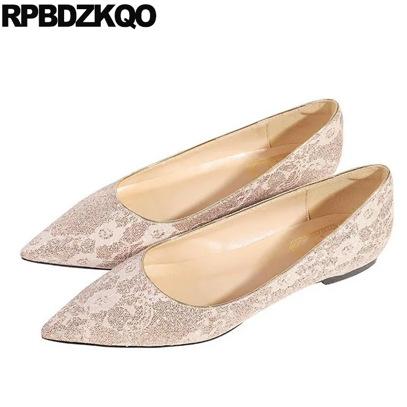 

женщин плоские золото белый сверкание Китайская свадебная обувь балет красное вино надевать платье Остроконечные балерина шнурок сверкаю...