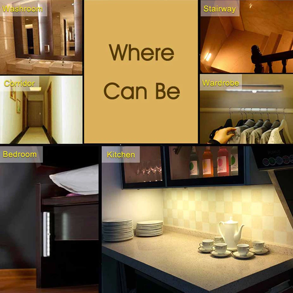 Высокое качество датчик движения 10 светодиодов ночник с питанием от батарей