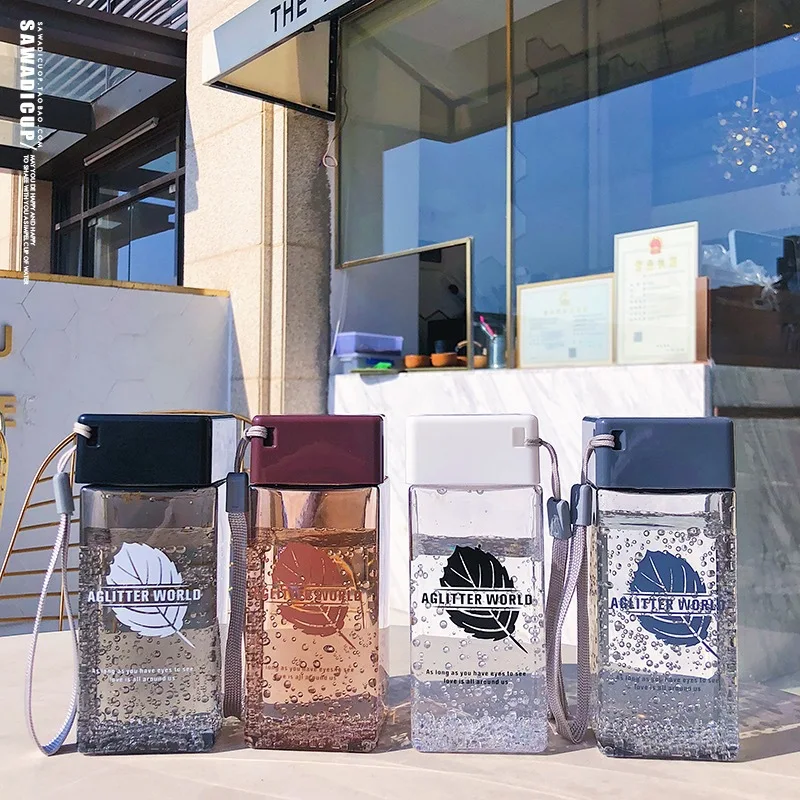 Новая квадратная симпатичная бутылка для воды 350 мл детей с круговым отверстием