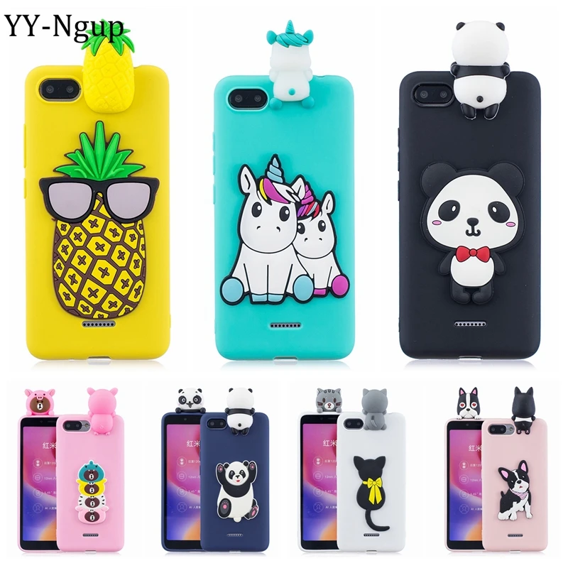 Redmi 6A Case for Xiaomi Cover 3D Patch Dog Unicorn Panda Silicone on Funda Xiomi 16 32 GB | Мобильные телефоны и