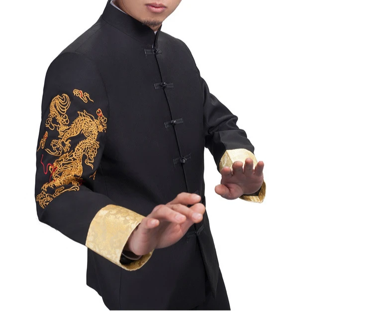 Мужской костюм танга с вышивкой дракона туника в китайском стиле