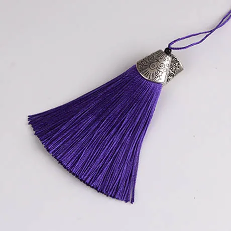 Purple 10 шт., 8 см, цветные шелковые кисточки с колпачками, декоративные подвески с кисточками, серьги с подвесками для самостоятельного изготовления ювелирных изделий, аксессуары для вешалки - Цвет: Purple