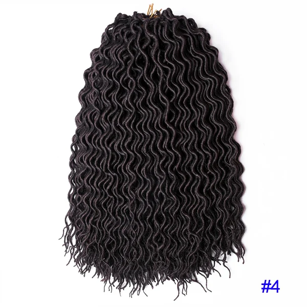 #4 TOMO 18 дюймов Faux Locs CURLY, на крючках, косички, 24 нитей богиня Locs накладные волосы, затененные косички, волосы, синтетические косички, волосы в богемном стиле замки - Цвет: #4