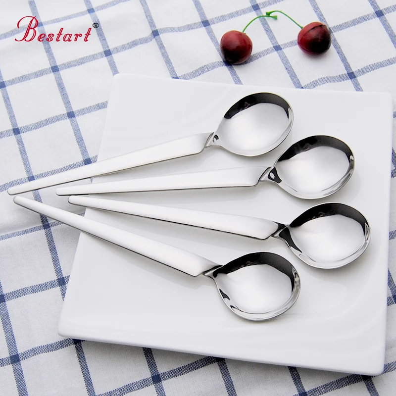Soup Spoon Stainless Steel Cutlery Service Sets Sliver Set Torch Dinnerware Eco-friendly Flatware Ice Coffee Cocktail Tea | Дом и сад